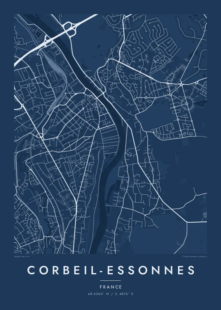 Corbeil-Essonnes map poster — Blueprint
