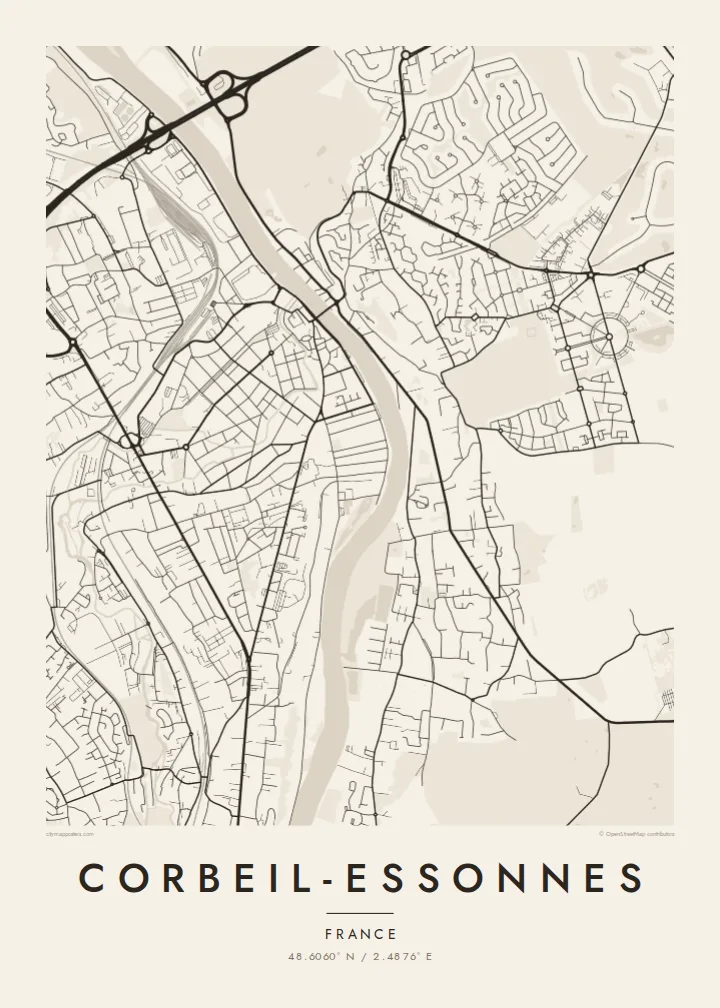 Corbeil-Essonnes map poster — Paper