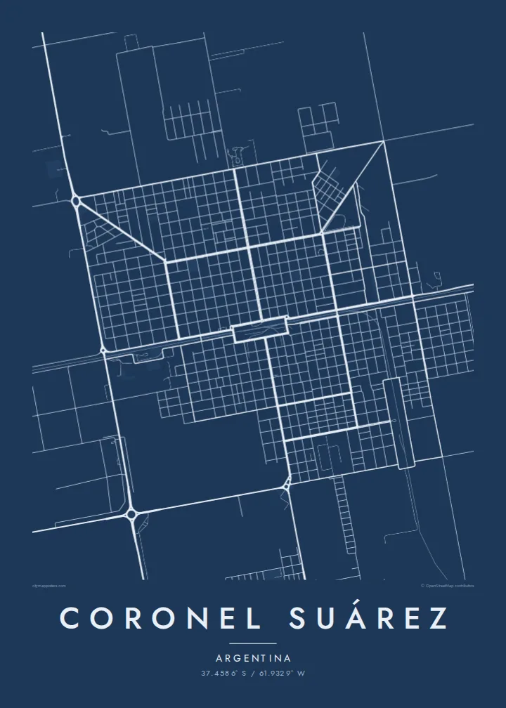 Coronel Suárez map poster — Blueprint