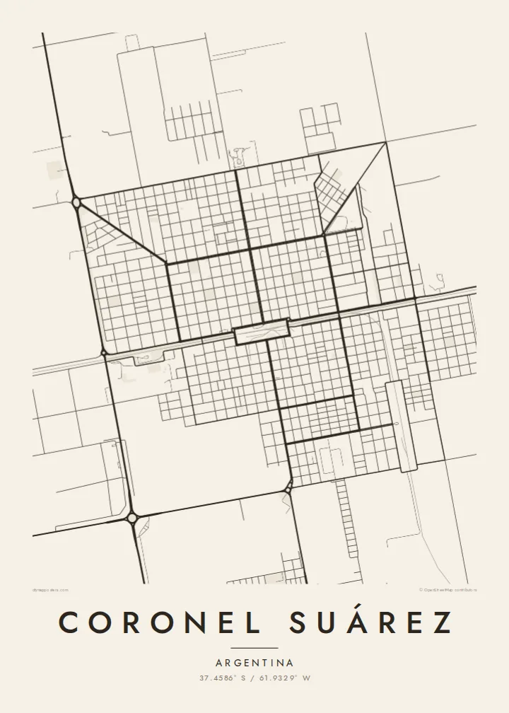 Coronel Suárez map poster — Paper