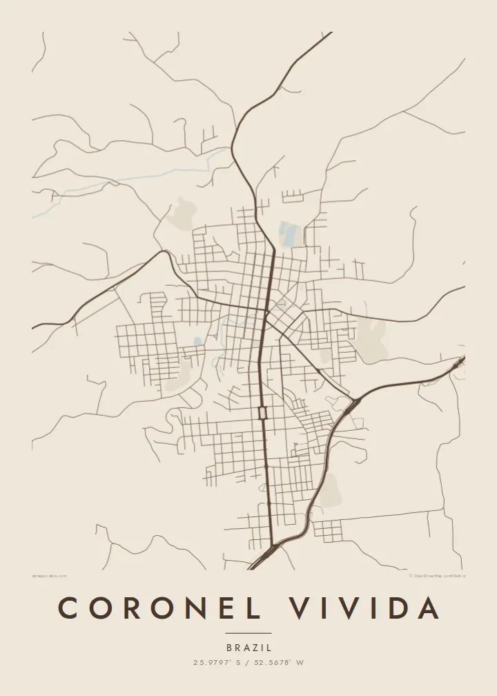 Coronel Vivida map poster — Sand