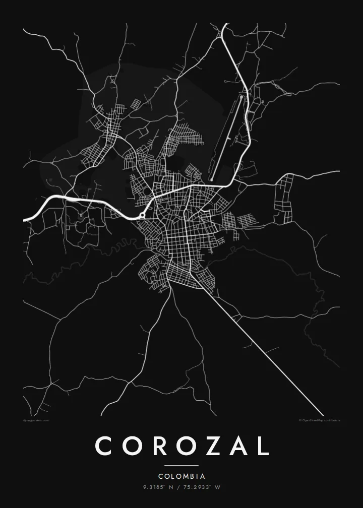 Corozal map poster — Noir style
