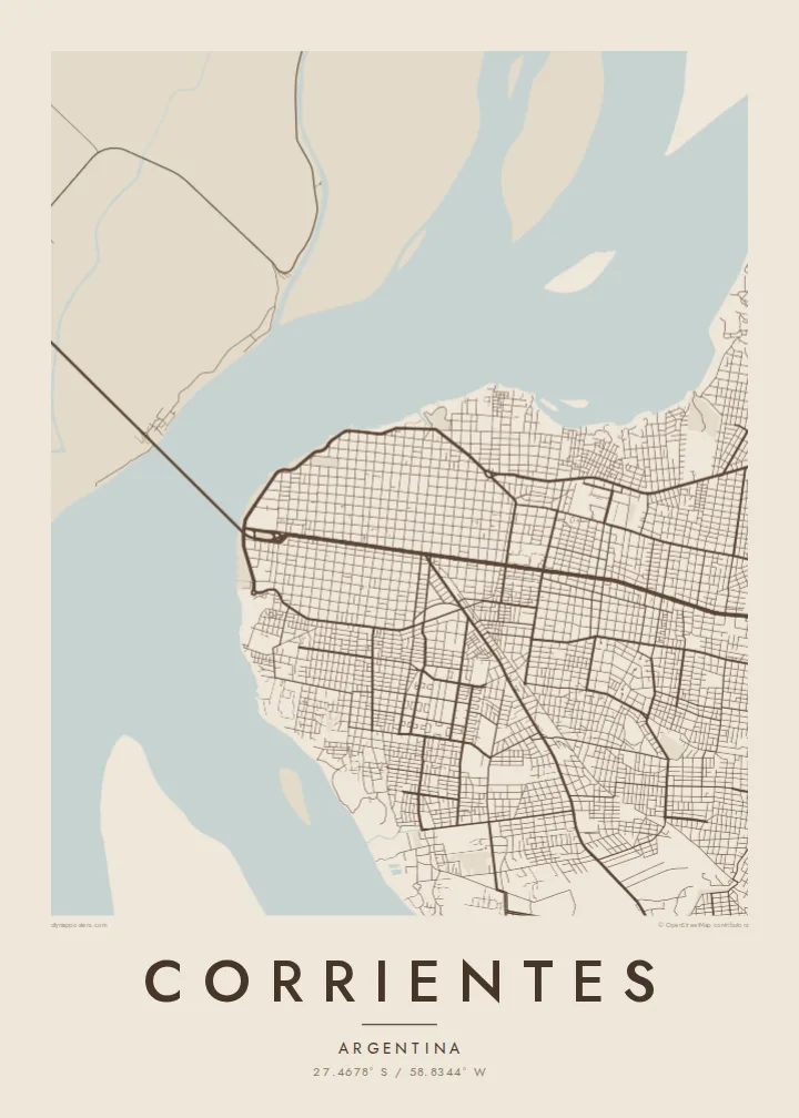 Corrientes map poster — Sand style