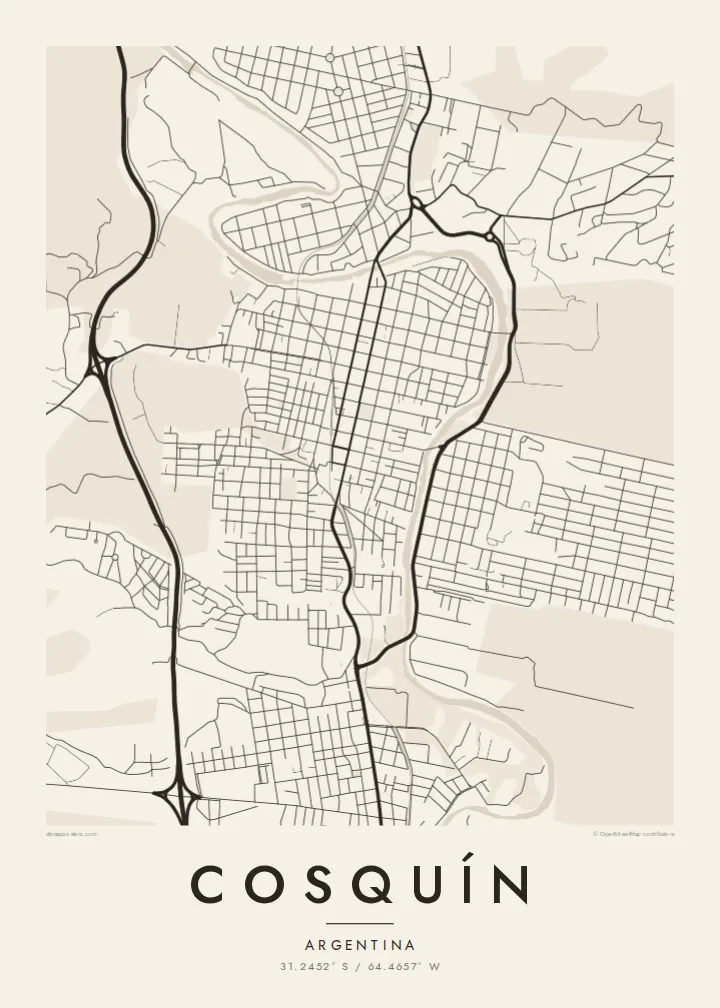 Cosquín map poster — Paper style
