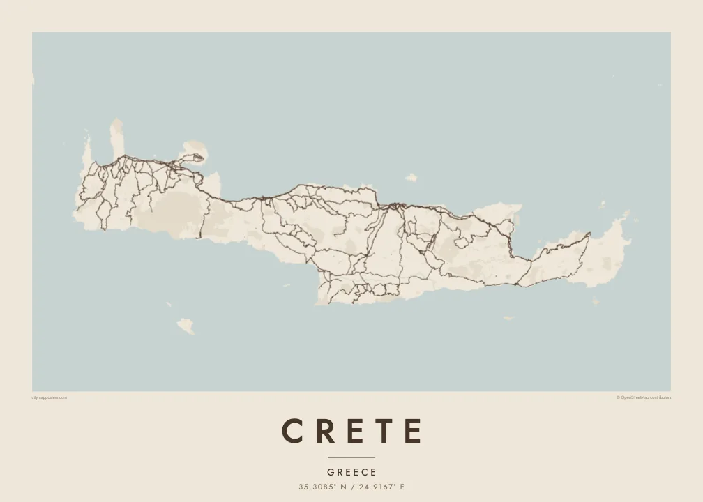 Crete map poster — Sand