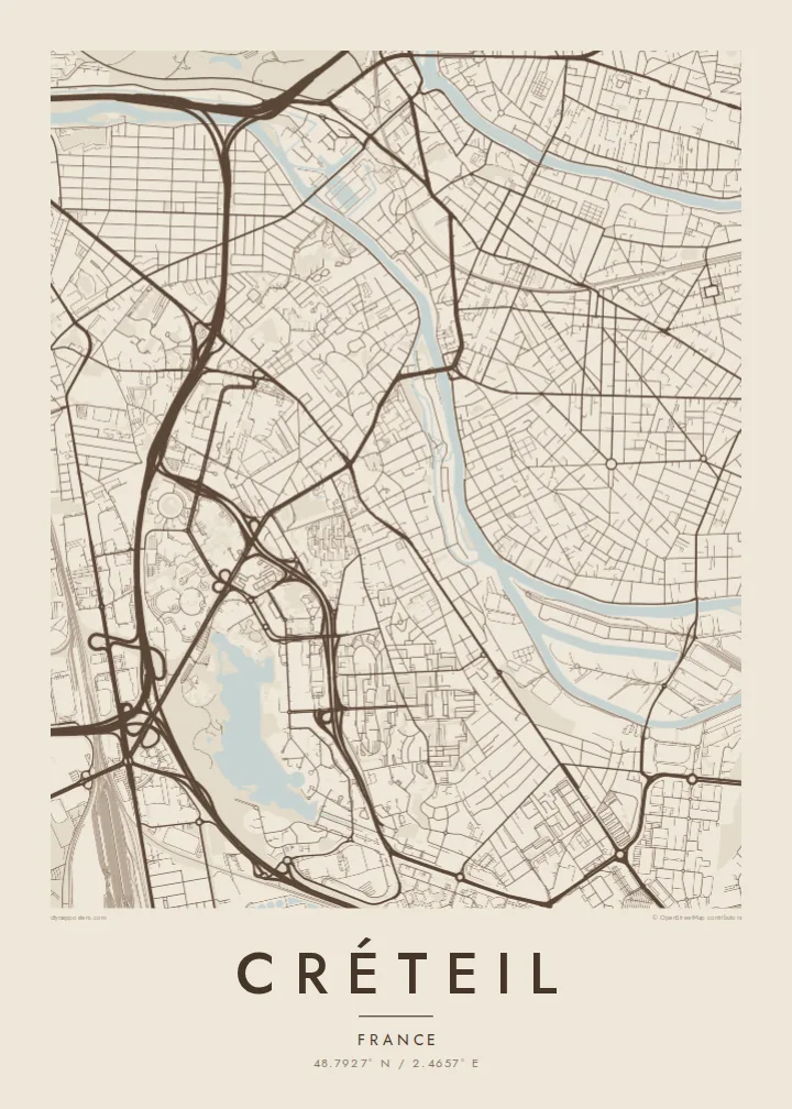 Créteil map poster — Sand