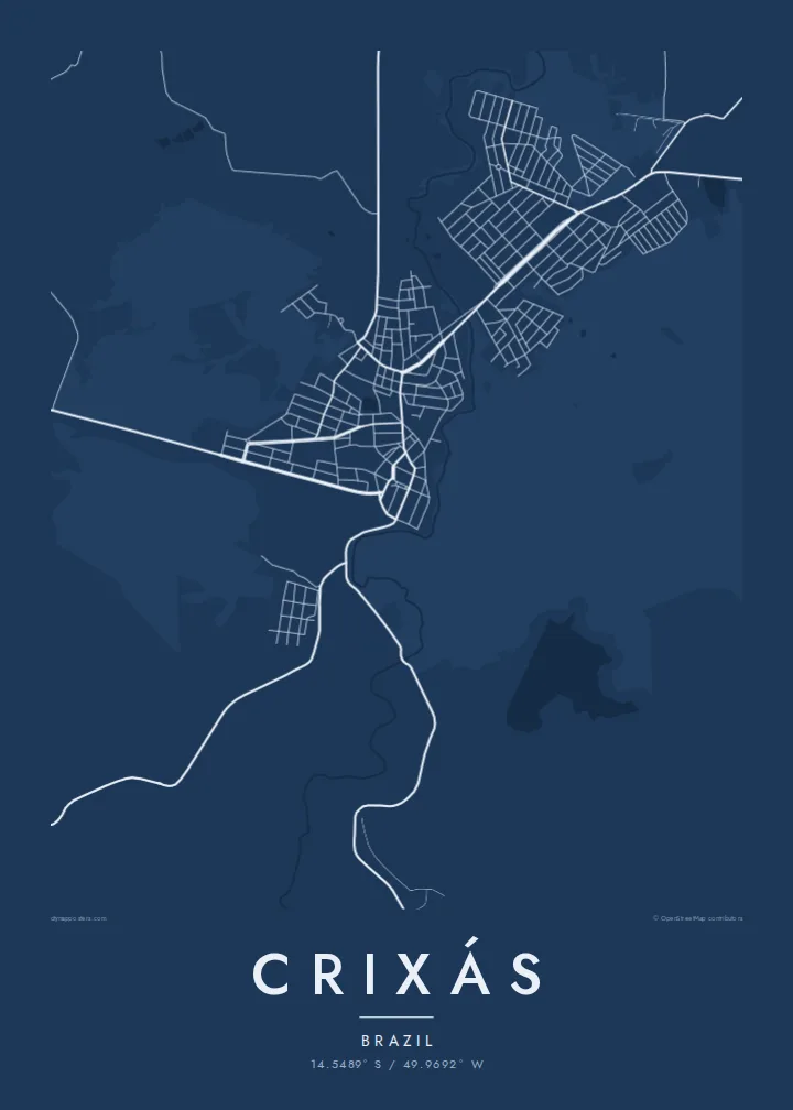 Crixás map poster — Blueprint style