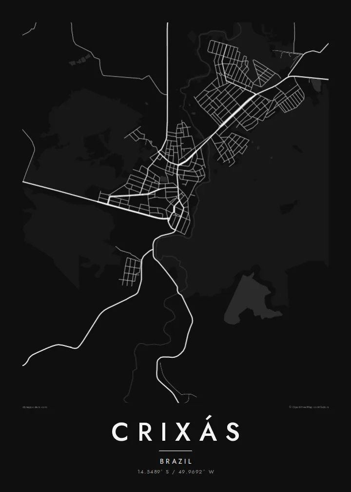 Crixás map poster — Noir style