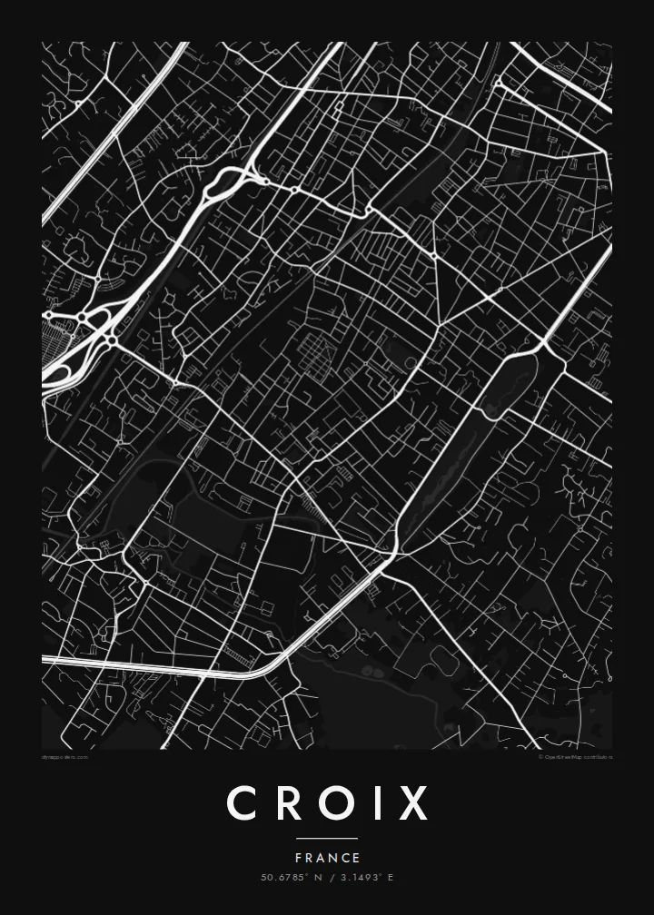 Croix map poster — Noir
