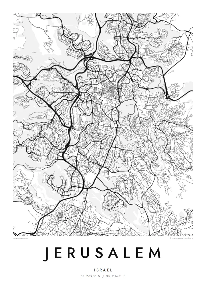 Plakát s mapou Jeruzaléma — Classic