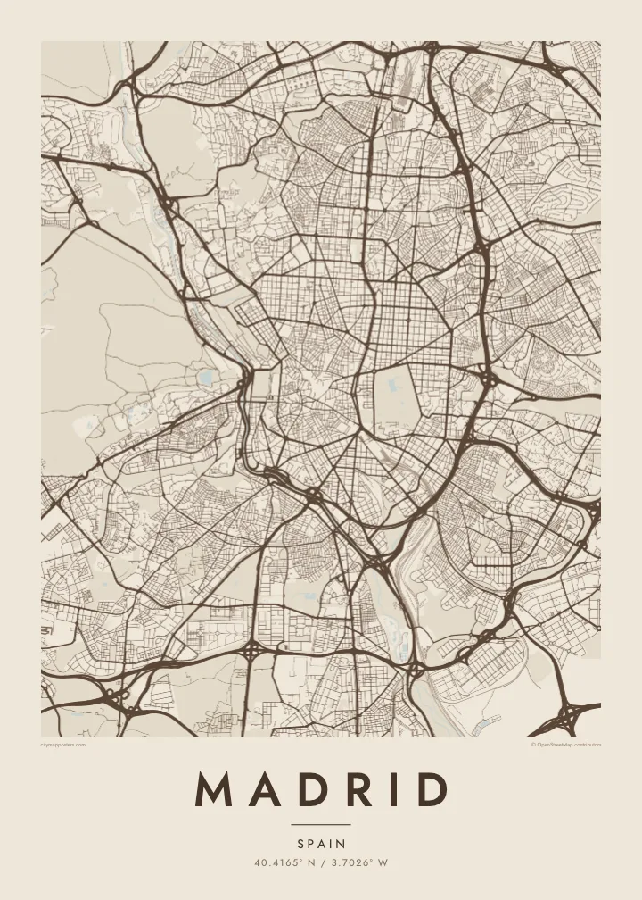 Plakát s mapou Madridu — Sand