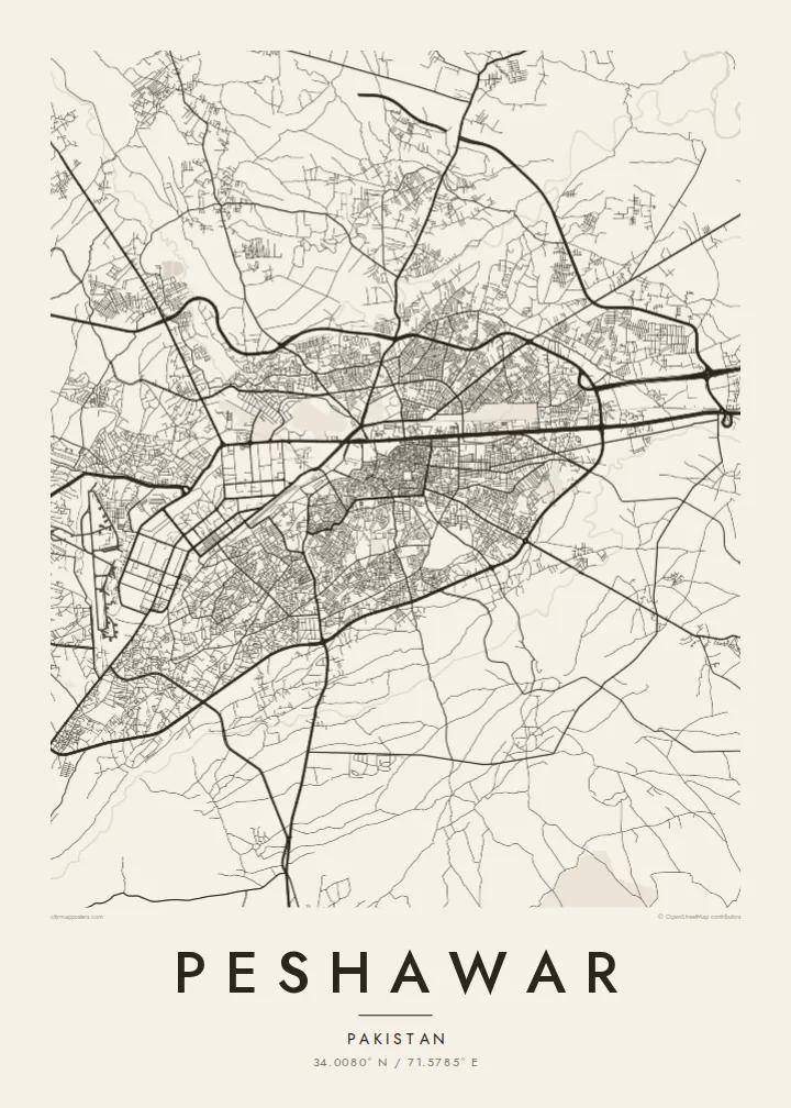 Plakát s mapou Péšávaru — Paper