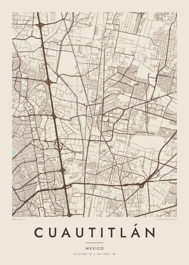 Cuautitlán map poster — Sand style