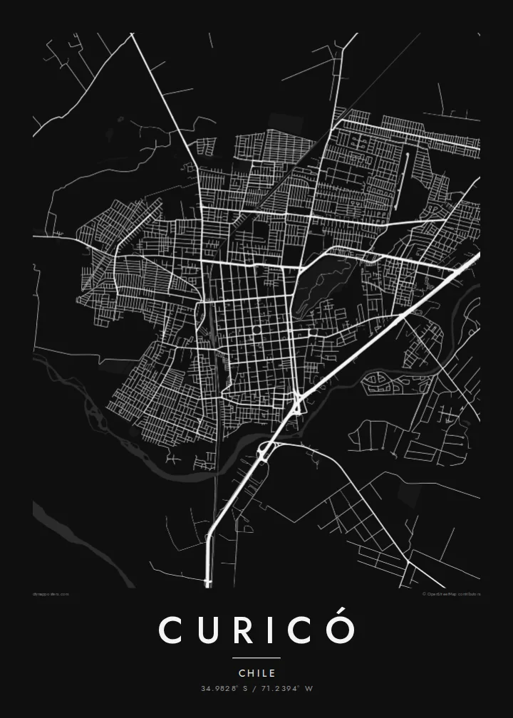 Curicó map poster — Noir style