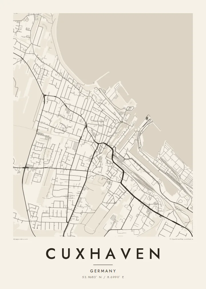 Cuxhaven map poster — Paper style