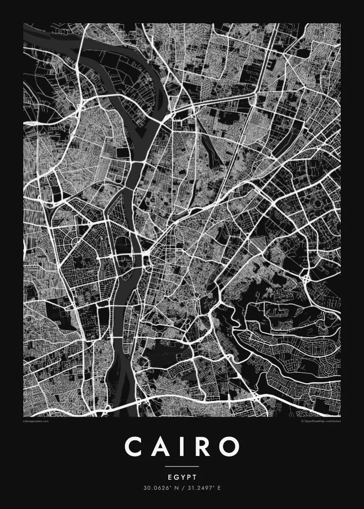 Kairo bykort plakat — Noir