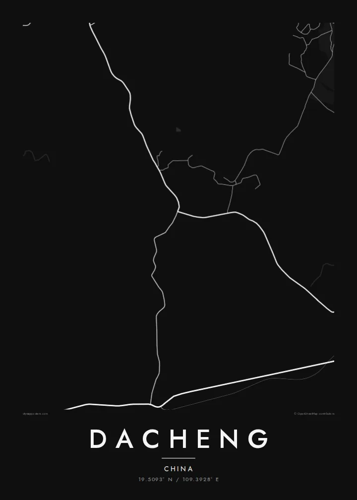 Dacheng map poster — Noir