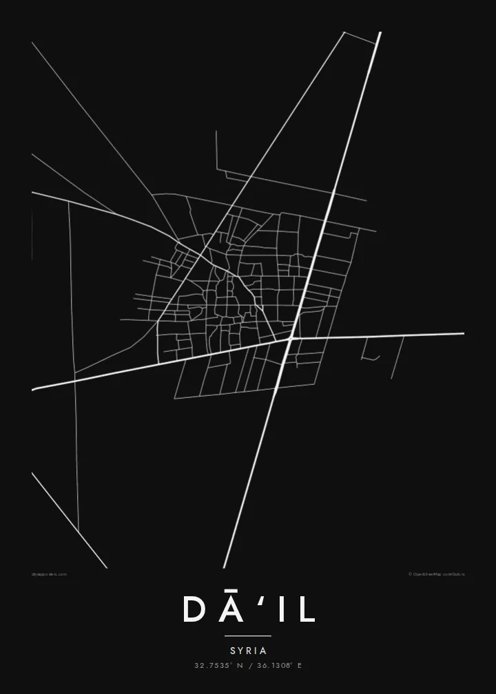 Dā‘il map poster — Noir style
