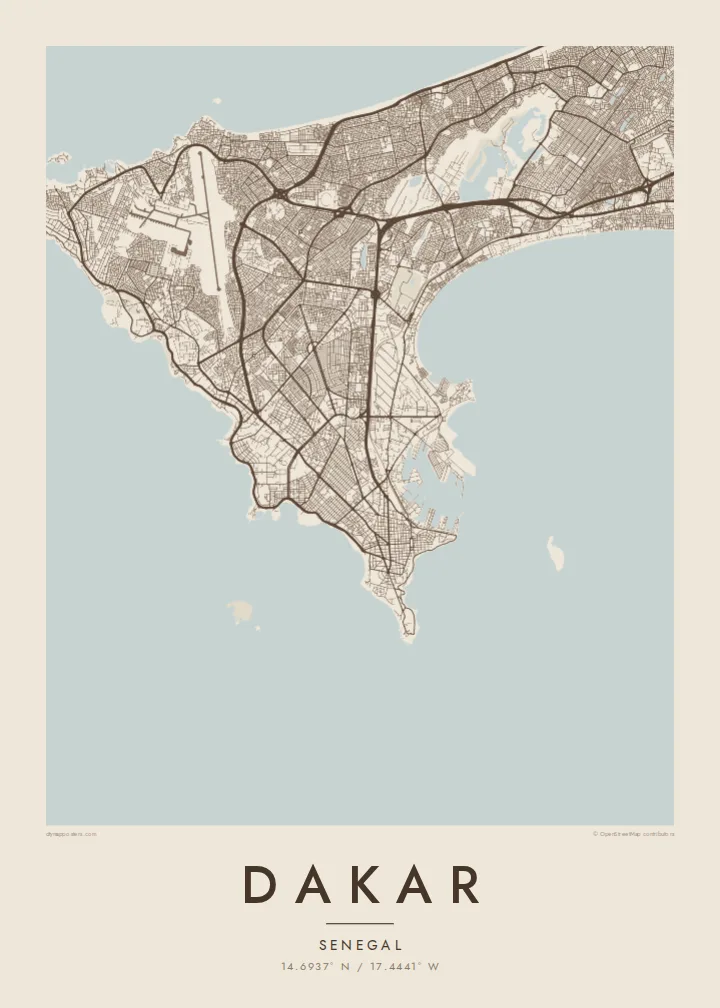 Dakar map poster — Sand
