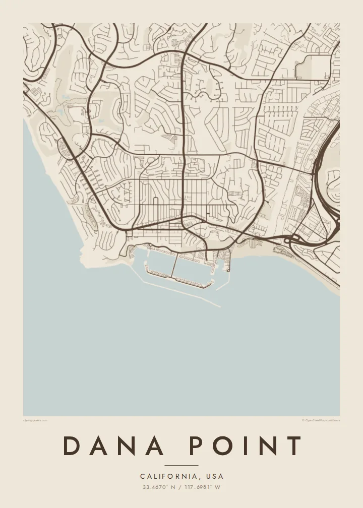 Dana Point map poster — Sand style