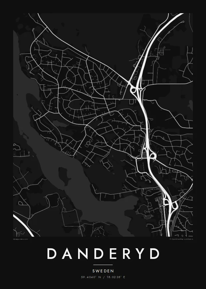 Danderyd map poster — Noir