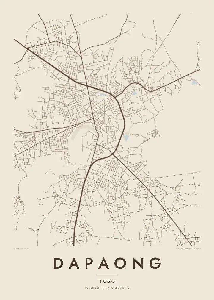 Dapaong map poster — Sand