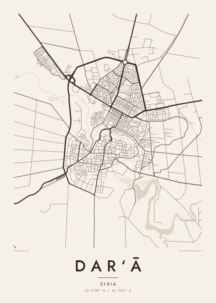 Dar‘ā map poster — Paper style