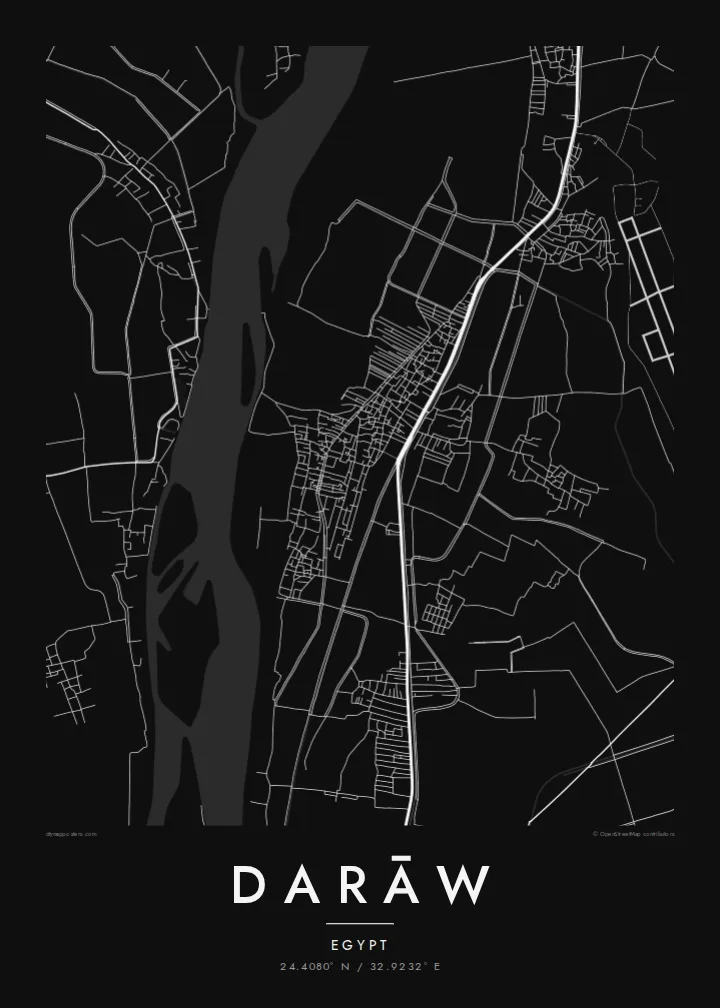 Darāw map poster — Noir