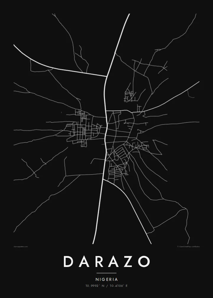 Darazo map poster — Noir