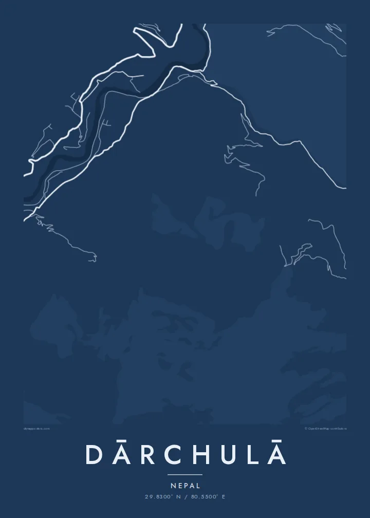 Dārchulā map poster — Blueprint style