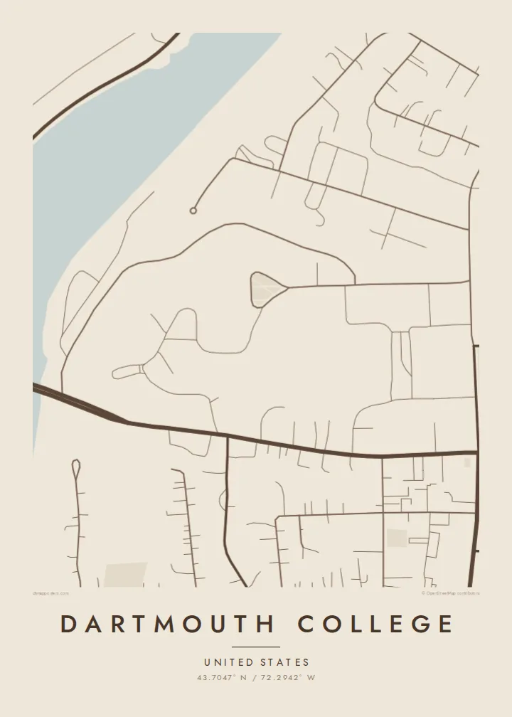 Dartmouth College map poster — Sand style