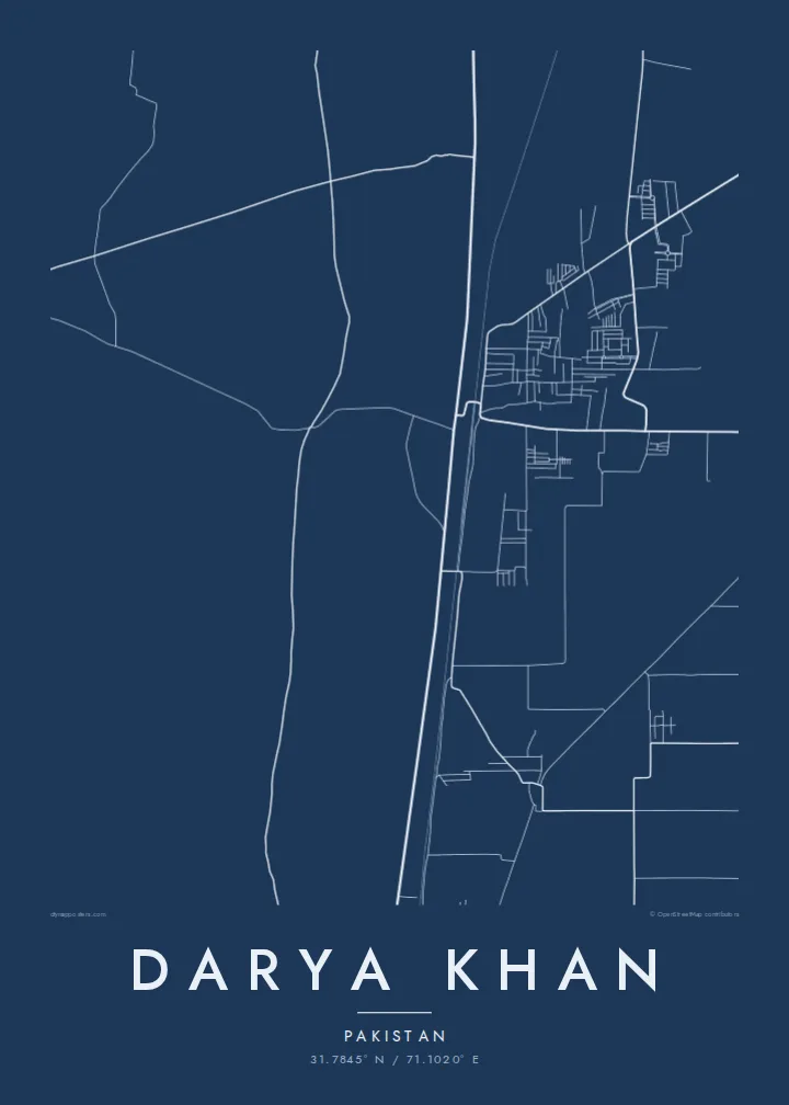 Darya Khan map poster — Blueprint style
