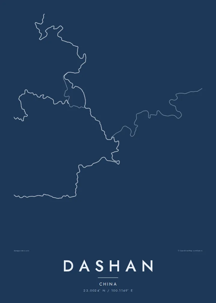 Dashan map poster — Blueprint style