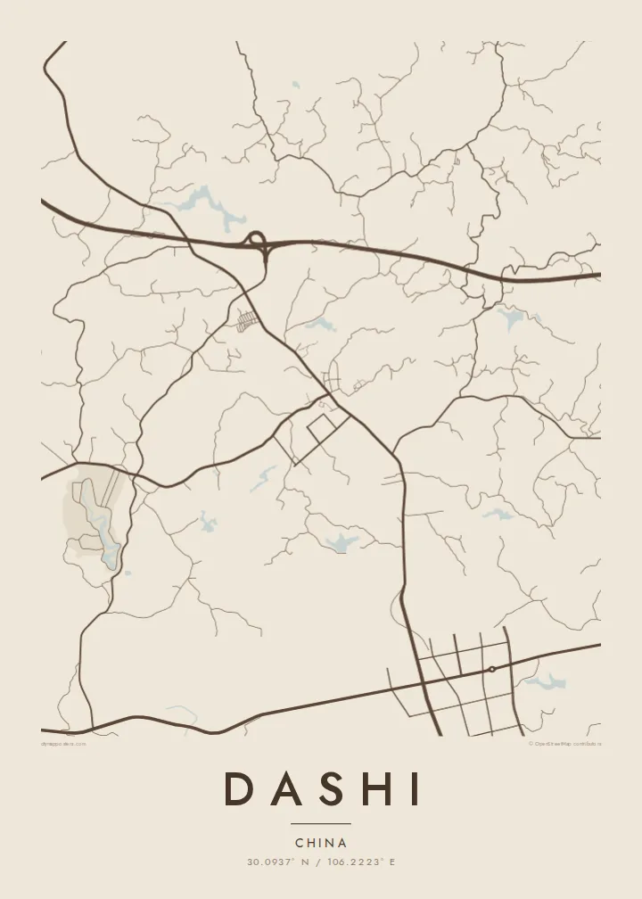 Dashi map poster — Sand style