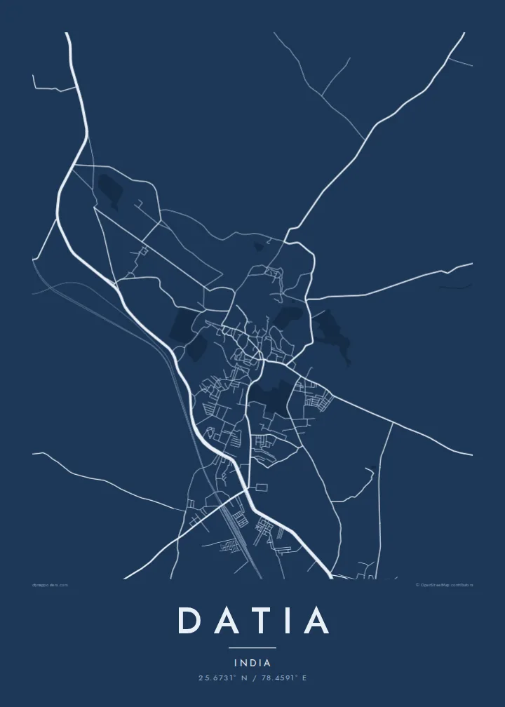 Datia map poster — Blueprint style