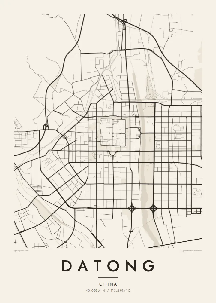 Datong map poster — Paper style