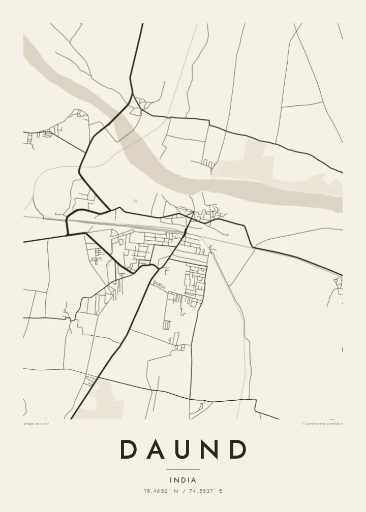 Daund map poster — Paper style