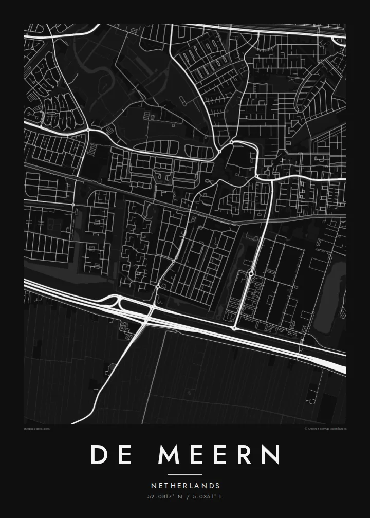 De Meern map poster — Noir style