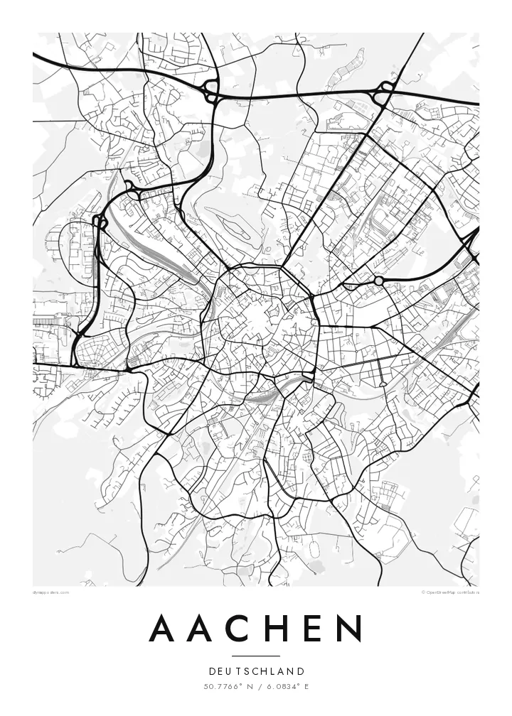 Aachen Stadtplan Poster — Classic