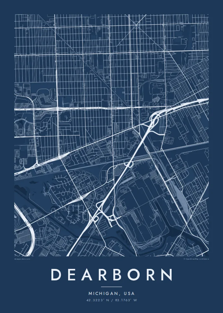 Dearborn map poster — Blueprint