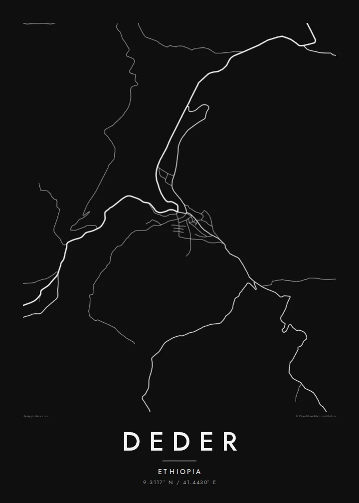 Deder map poster — Noir style