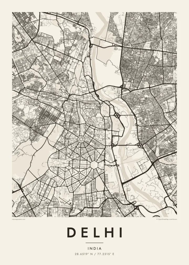 Delhi map poster — Paper