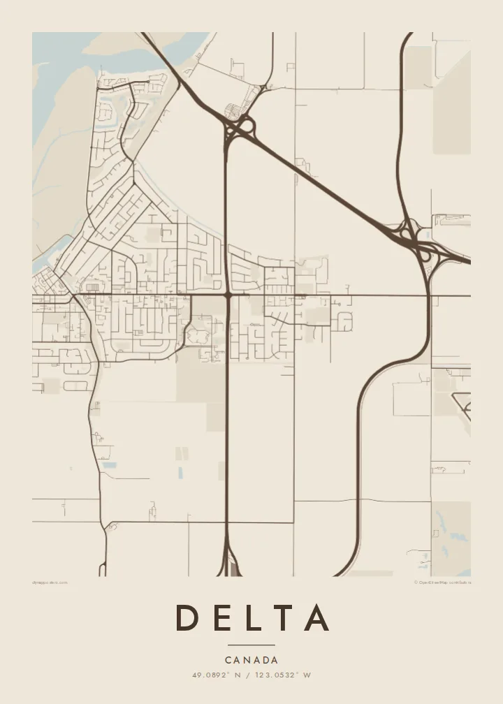 Delta map poster — Sand style