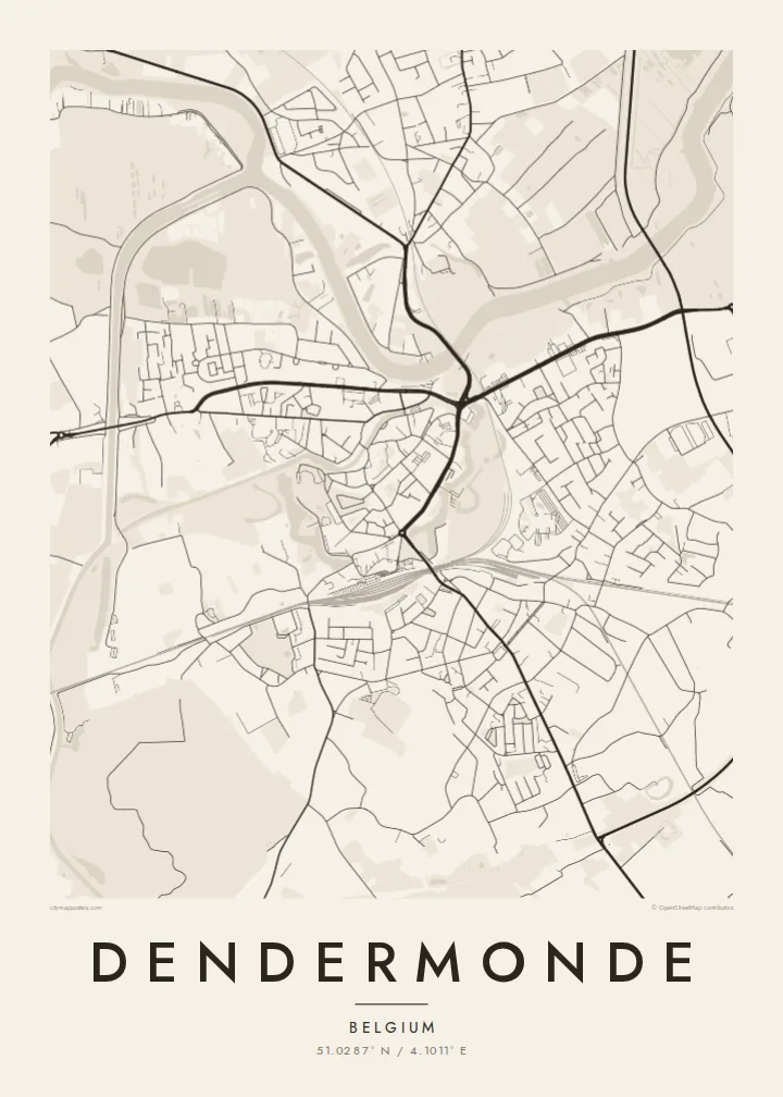 Dendermonde map poster — Paper