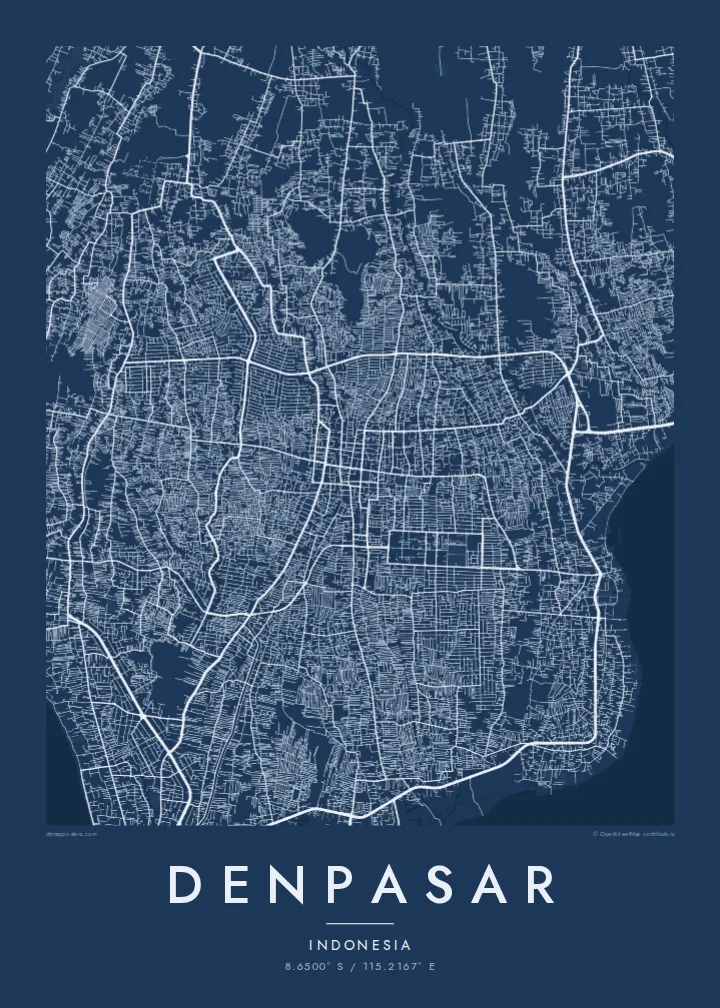 Denpasar map poster — Blueprint