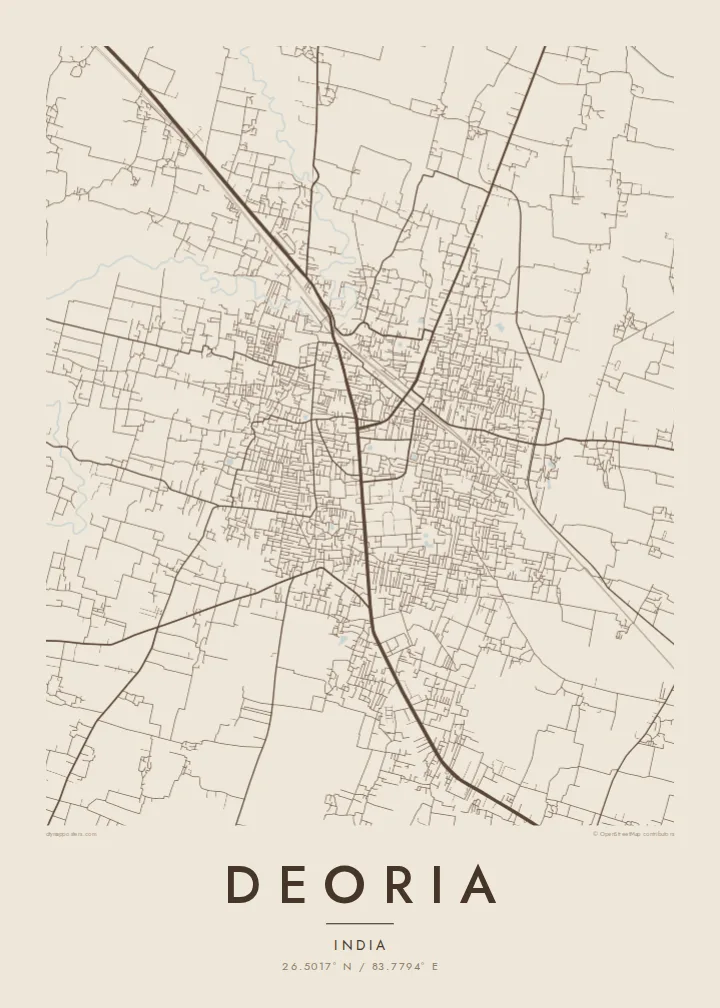 Deoria map poster — Sand