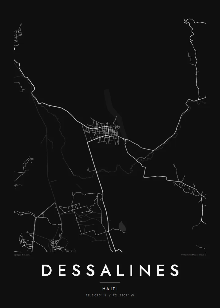 Dessalines map poster — Noir style
