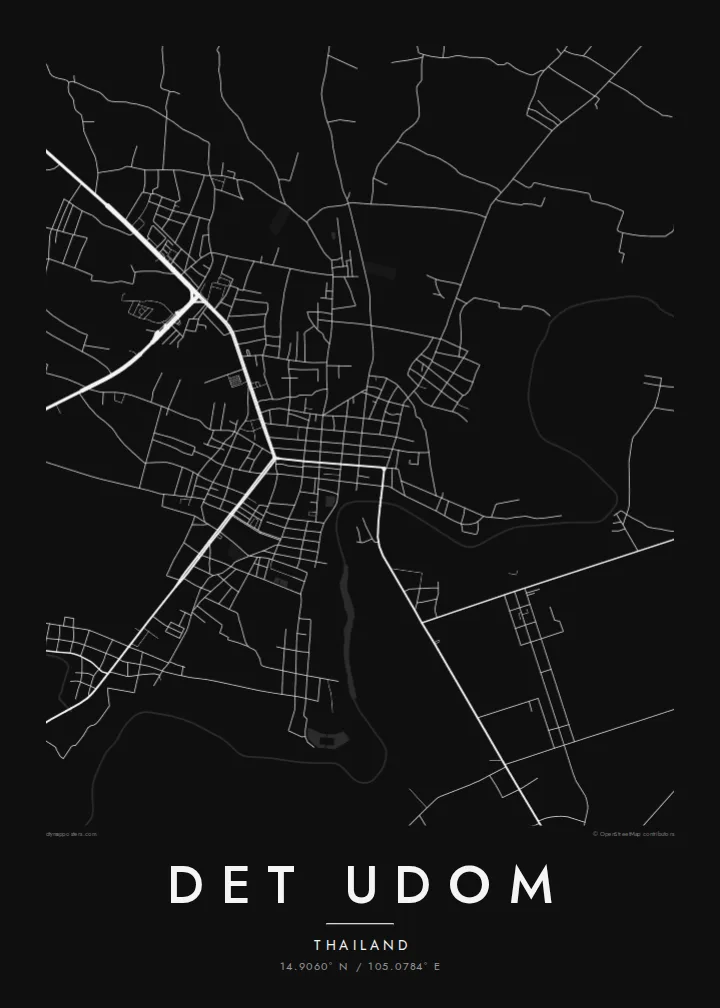 Det Udom map poster — Noir style
