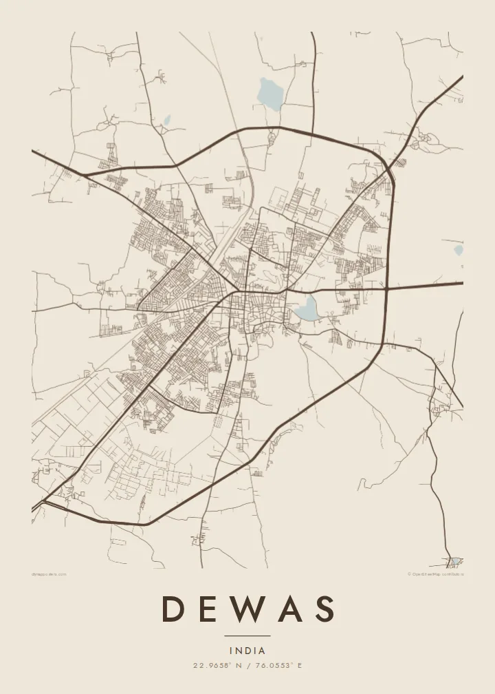 Dewas map poster — Sand