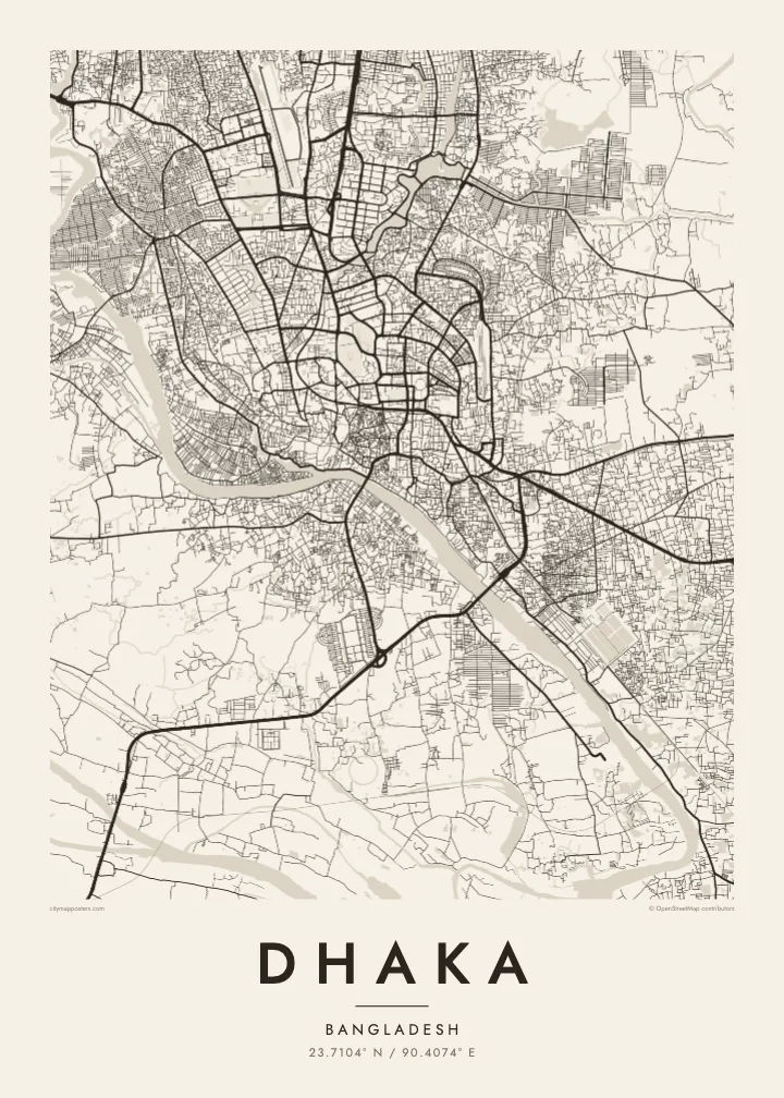 Dhaka map poster — Paper